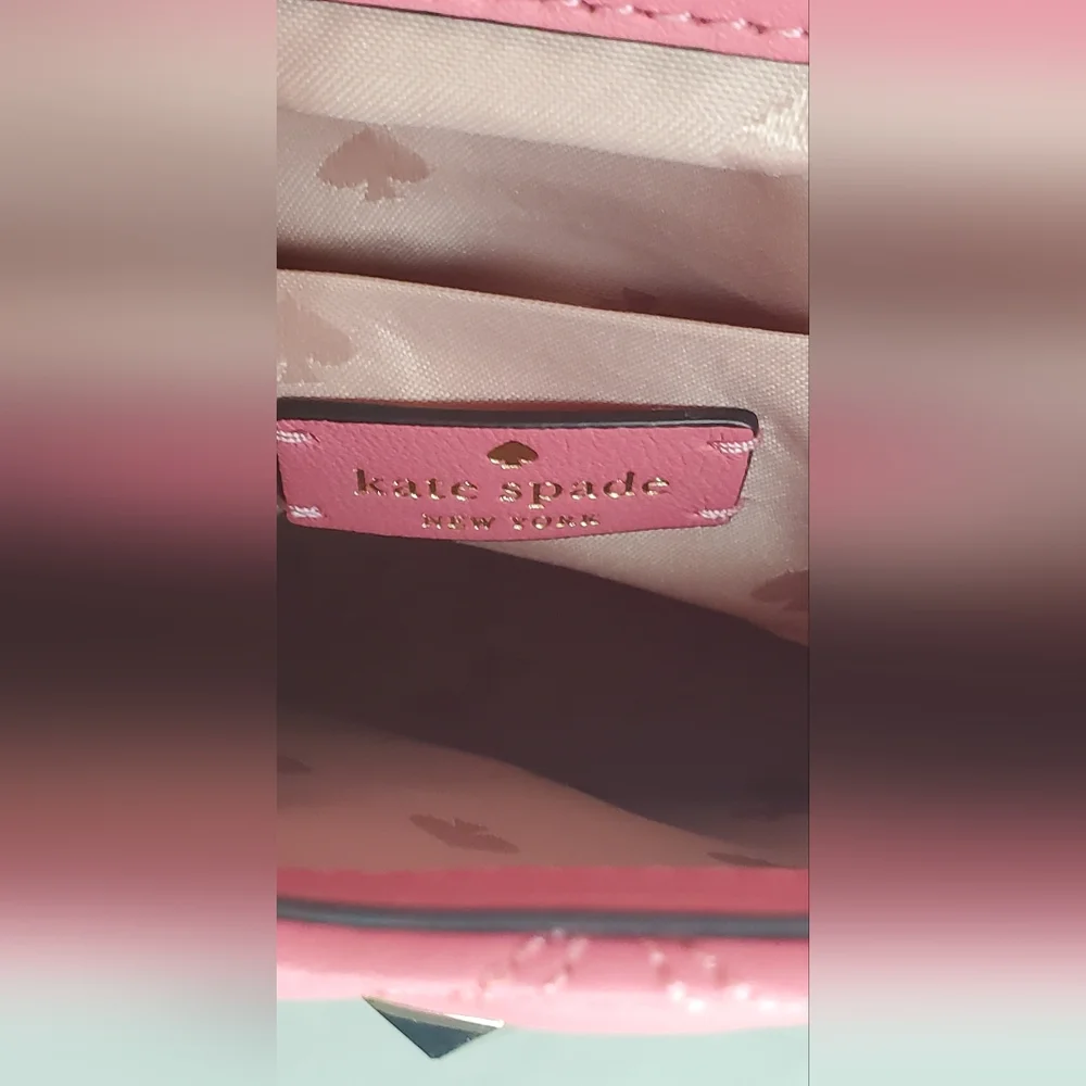 NWT Kate Spade -Small Quilted Pink Crossbody Handbag Bag with Silver Hardware - Picture 12 of 14
